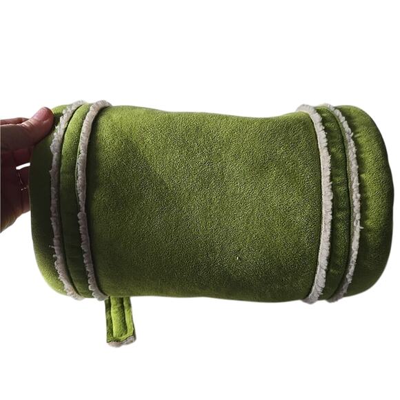 VTG 2004 Y2K Green Faux Suede Sherpa Lined Bucket Shoulder Bag Purse Preppy Prep - Picture 7 of 7